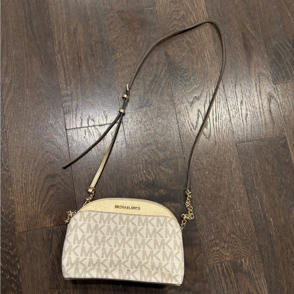 Michael Kors Beige and Brown Crossbody Bag